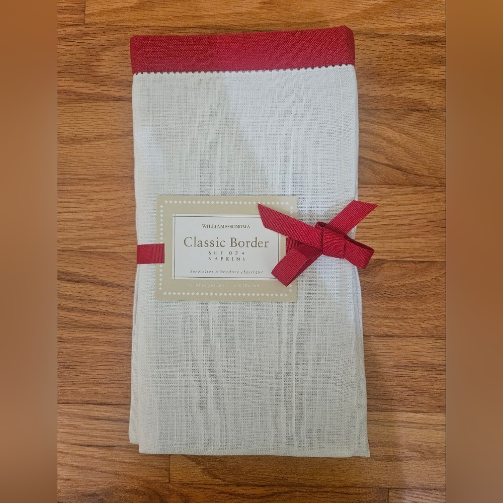 Williams Sonoma Red and White/cream Table Linen